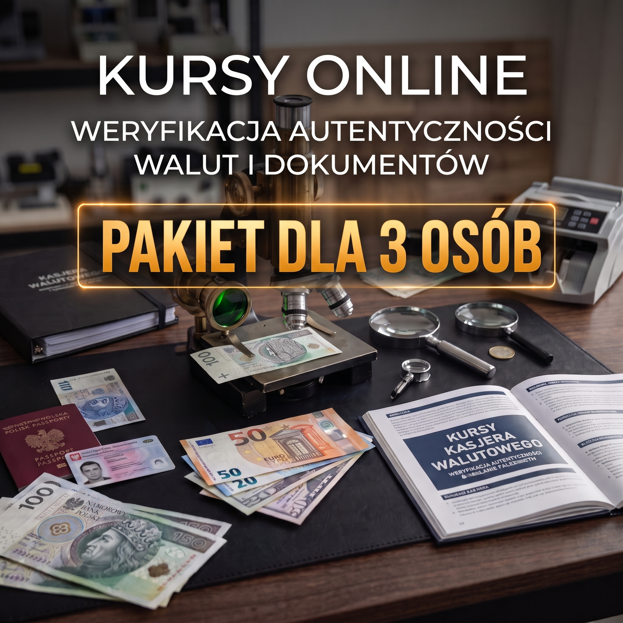 Kurs kasjera walutowego - Pakiet dla 3 Pracowników